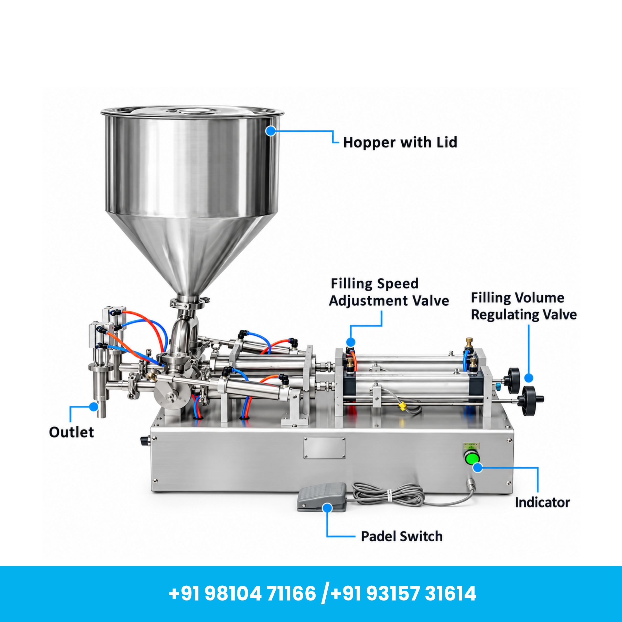 Universal Seal™ 100–1000ml Semi-Automatic Double Nozzle Paste Filling Machine - Image 2