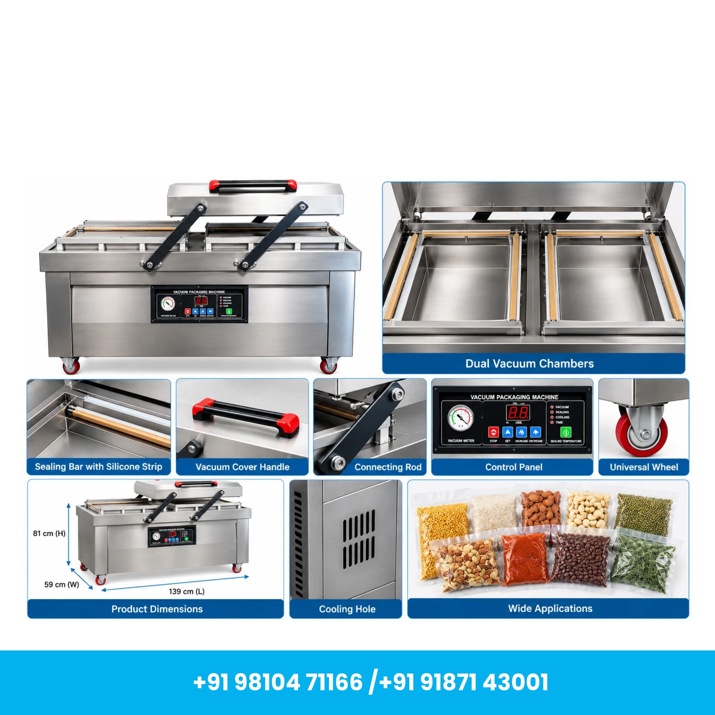 Universal Seal™ DZ-500 High Efficiency Double Chamber Vacuum Packaging Machine – 500mm Sealing Length - Image 3