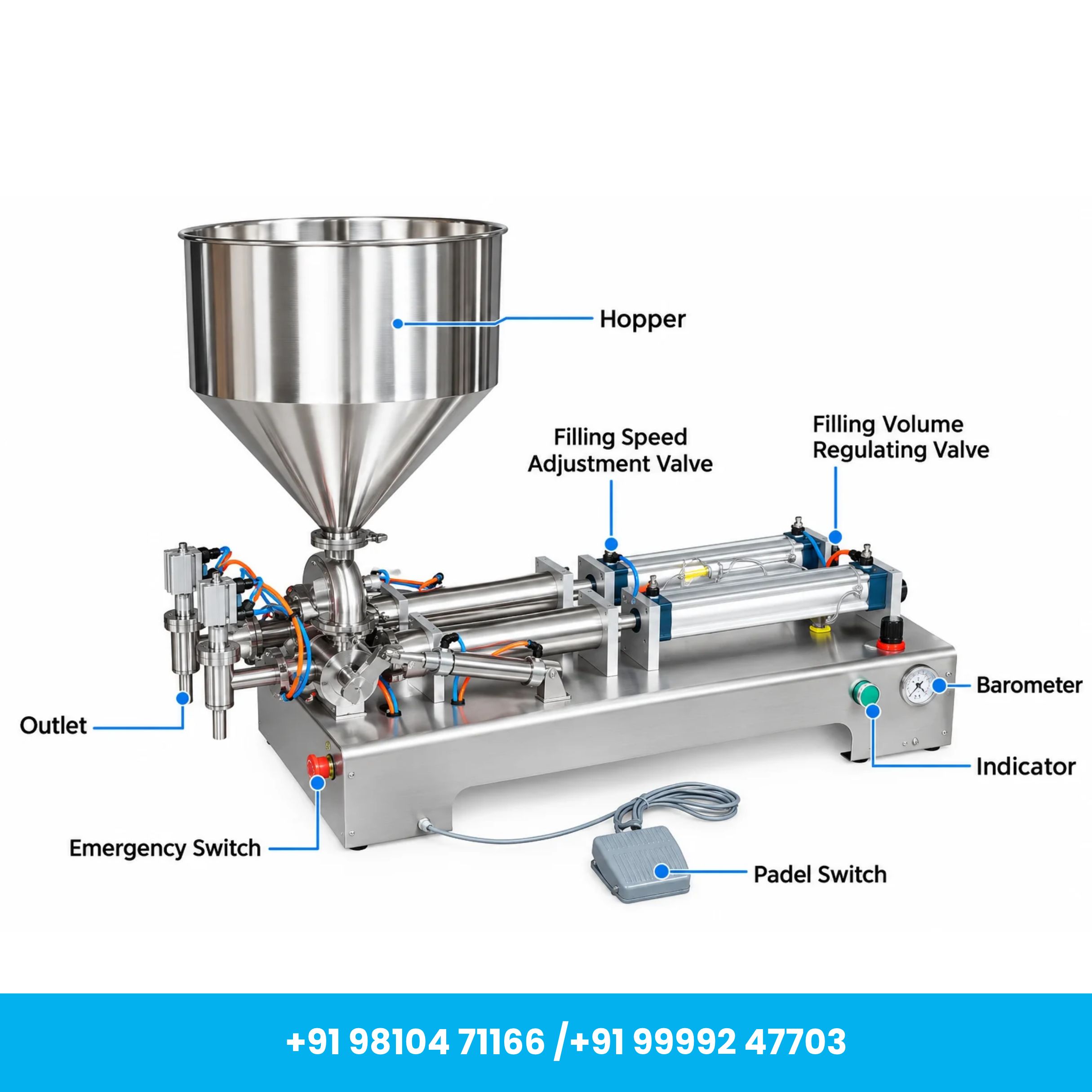 Semi-Automatic Double Nozzle Paste Filling Machine 10–100 ml for High-Viscosity Products | Universal Seal™ - Image 3